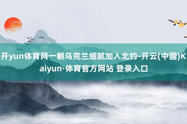 開yun體育網一朝烏克蘭細膩加入北約-開云(中國)Kaiyun·體育官方網站 登錄入口