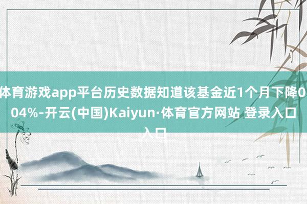 體育游戲app平臺歷史數據知道該基金近1個月下降0.04%-開云(中國)Kaiyun·體育官方網站 登錄入口